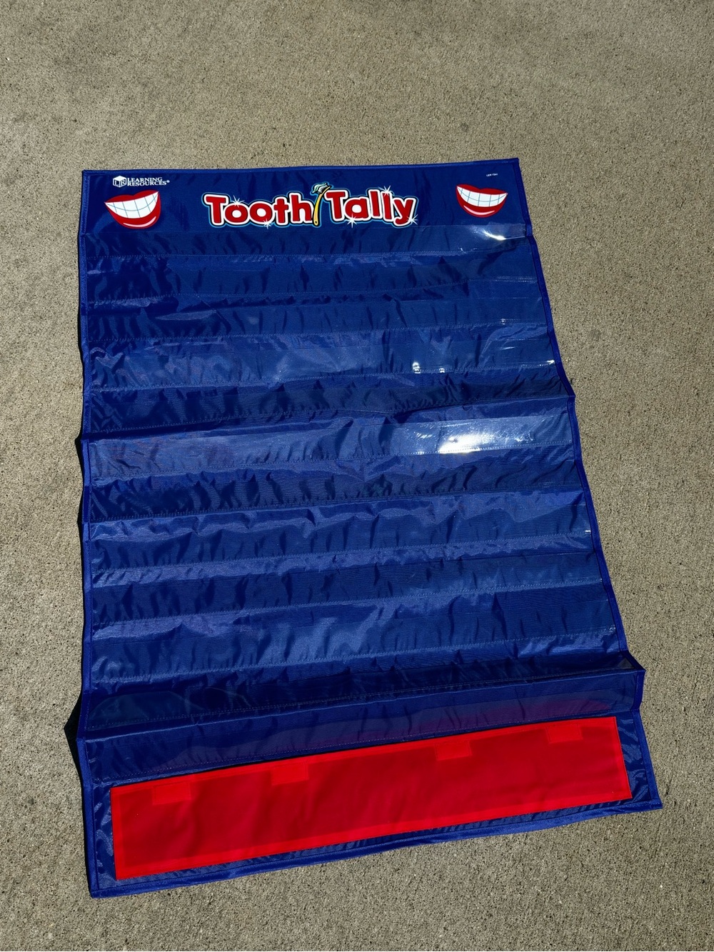 Classroom teacher Tooth Tally Pocket Chart - Blue with Red Accent